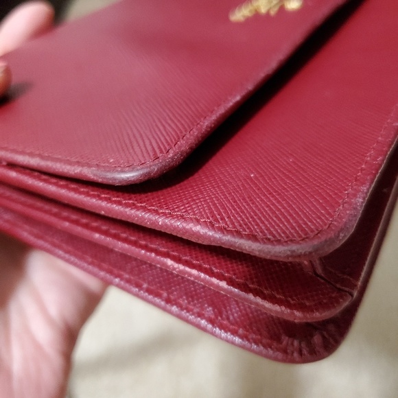 Prada Burgundy Saffiano crossbody WOC - Picture 7 of 8